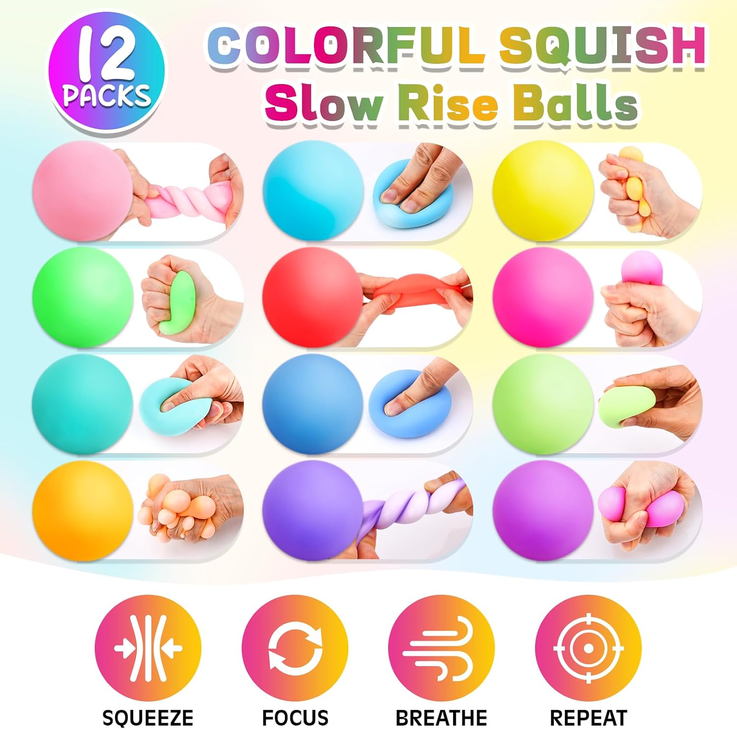 VISCOO 12 Pack Slow Rising Stress Ball,Stress Balls for Adults,Fidget Toys