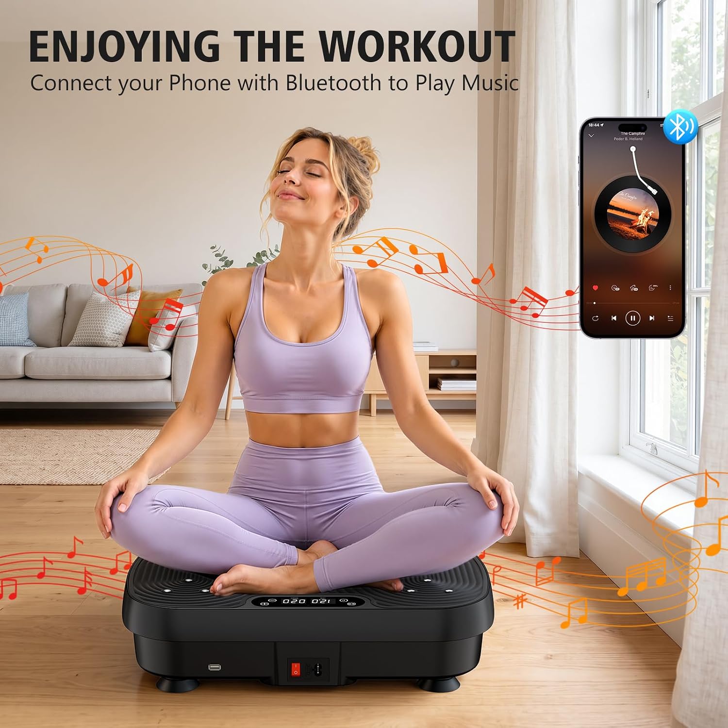 Vibration Plate Exercise Machine, 130 Levels Full Body Workout Vibrating Plate for Lymphatic Drainage Weight Loss, 450 Lbs Capacity Shake Platform with Bluetooth for Women Men