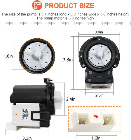 4681EA2001T Washer Drain Pump OEM Motor Replace for Kenmore & LG Washing Machine Replacement AP5328388 4681EA1007G 4681EA1007D Fit for Drain Pump Washing Machine WM2101HW WM3270CW WM3431HS WM3770HVA