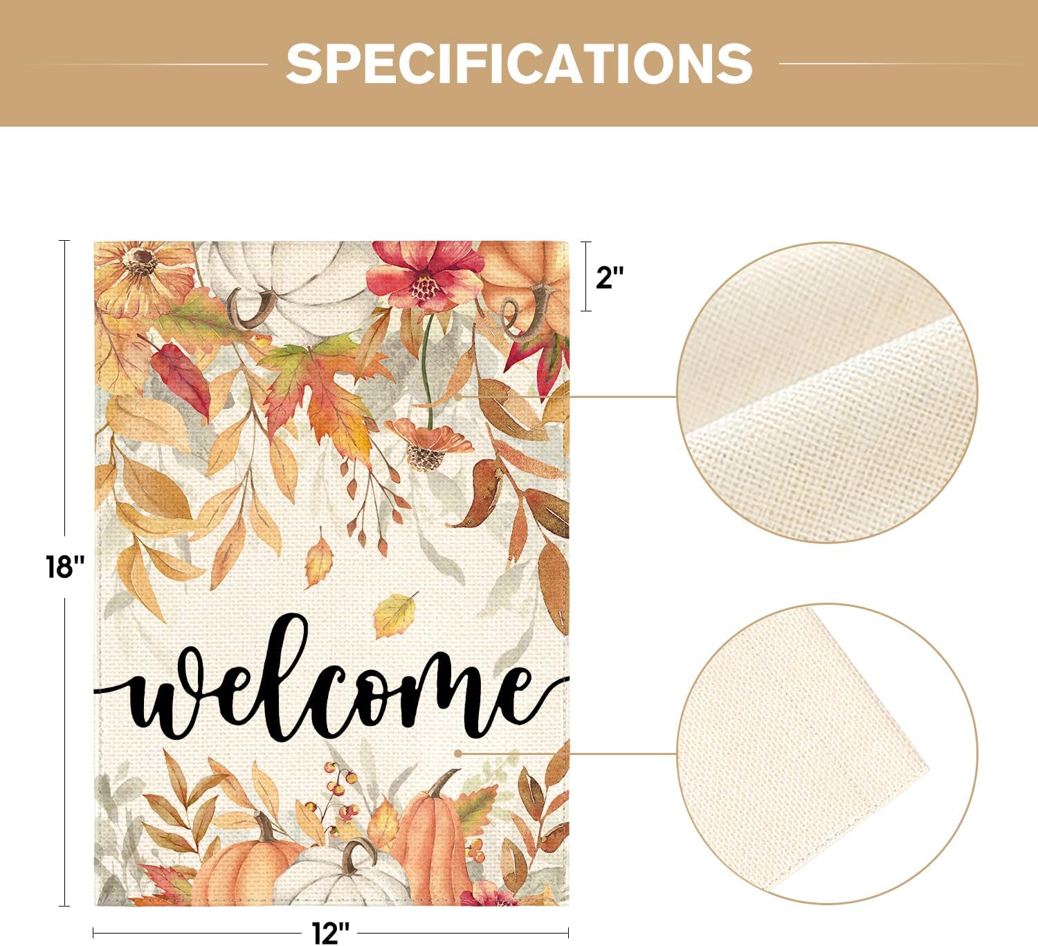 AVOIN colorlife Floral Welcome Fall Garden Flag 12x18 Inch for Outside