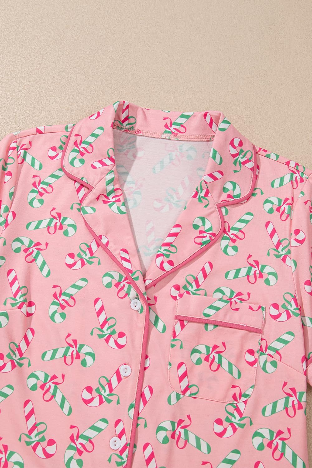 KevaMolly Women Novelty Knotted Candy Cane Christmas Pajama Set