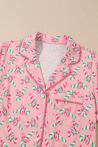 KevaMolly Women Novelty Knotted Candy Cane Christmas Pajama Set