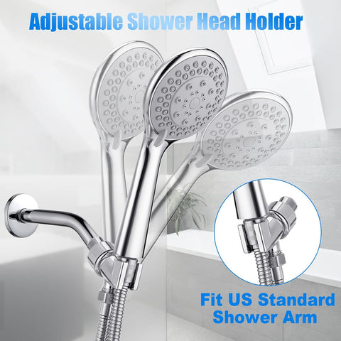 Detachable Handheld Shower Head with Hose - High pressure 5 Functions Showerheads Hand Held Shower Heads,Extra Long 4.7 ft. Stainless Steel Hose and Holder