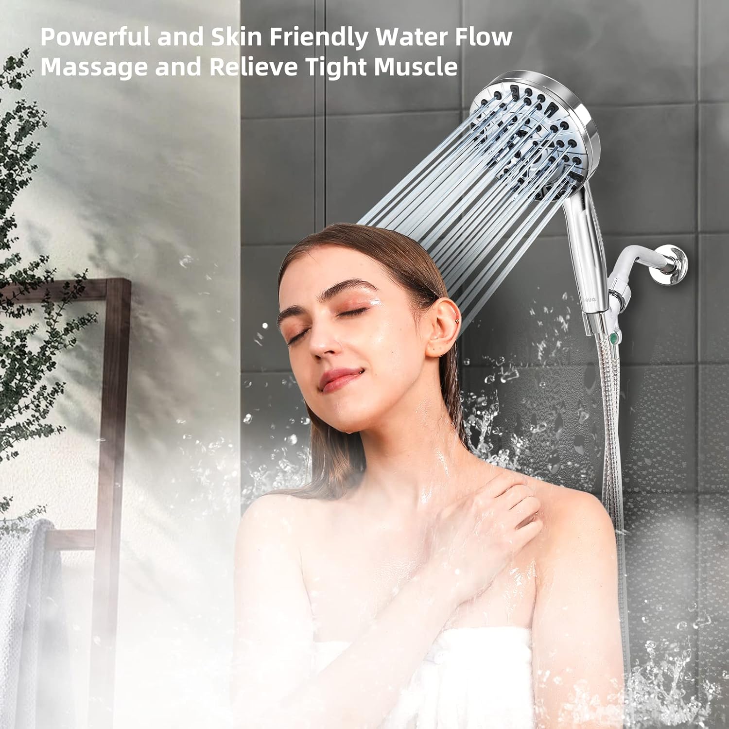 BESAQUO 9 Functions High Pressure Shower Head with Handheld,Built-in Pause Mode&Power Wash,Non-Clogging Nozzles,6ft Hose&Bracket