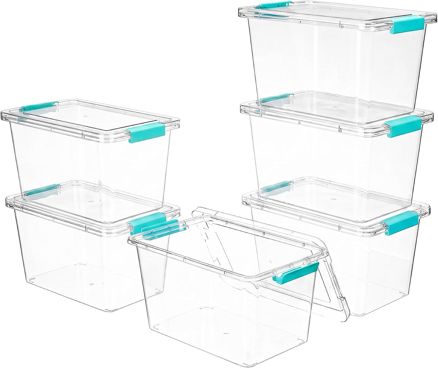Vtopmart 6 Pack 5 Qt Clear Storage Bins with Lids for Toy & Craft Storage