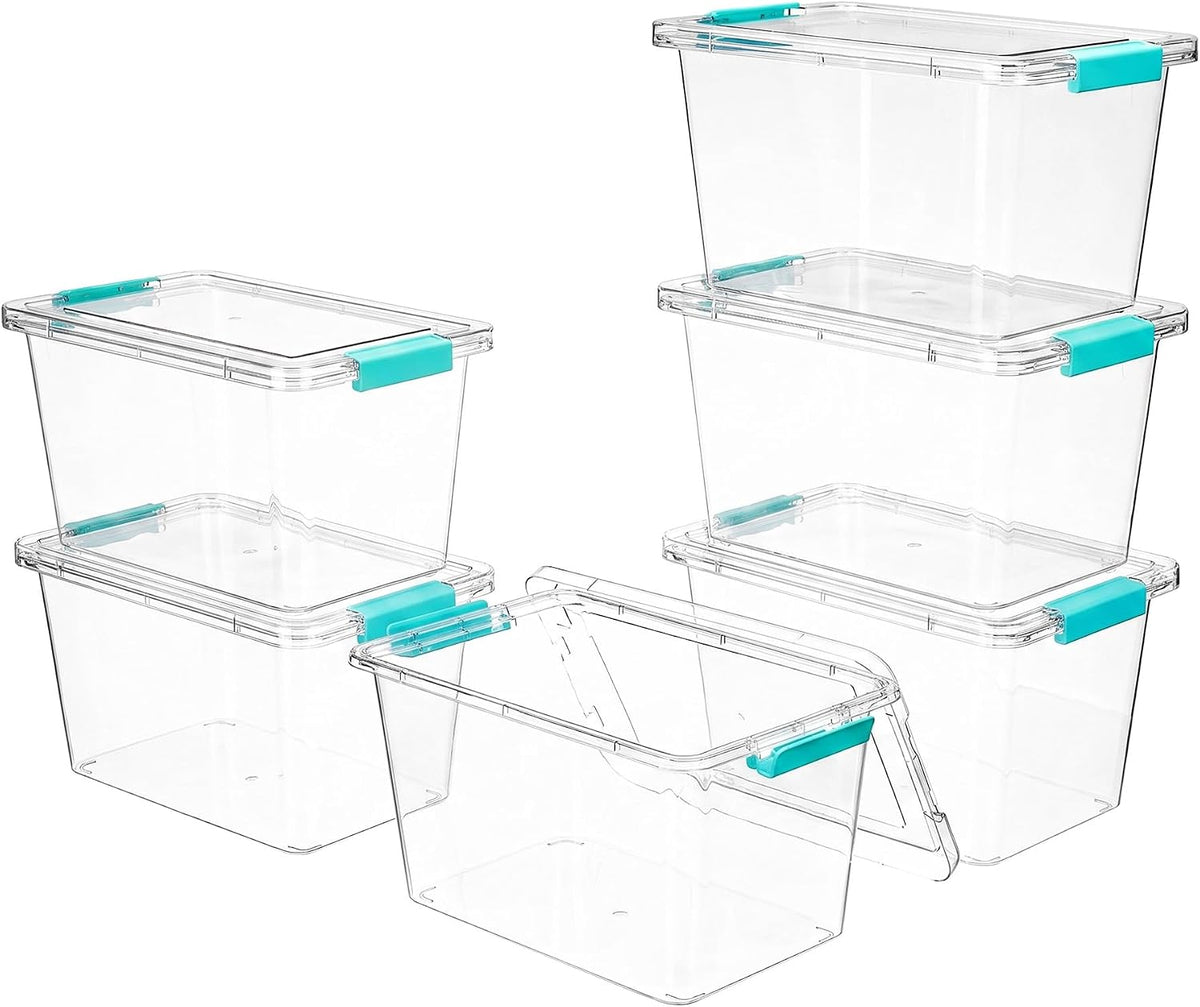 Vtopmart 6 Pack 5 Qt Clear Storage Bins with Lids for Toy & Craft Storage
