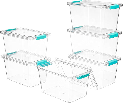Vtopmart 6 Pack 5 Qt Clear Storage Bins with Lids for Toy & Craft Storage