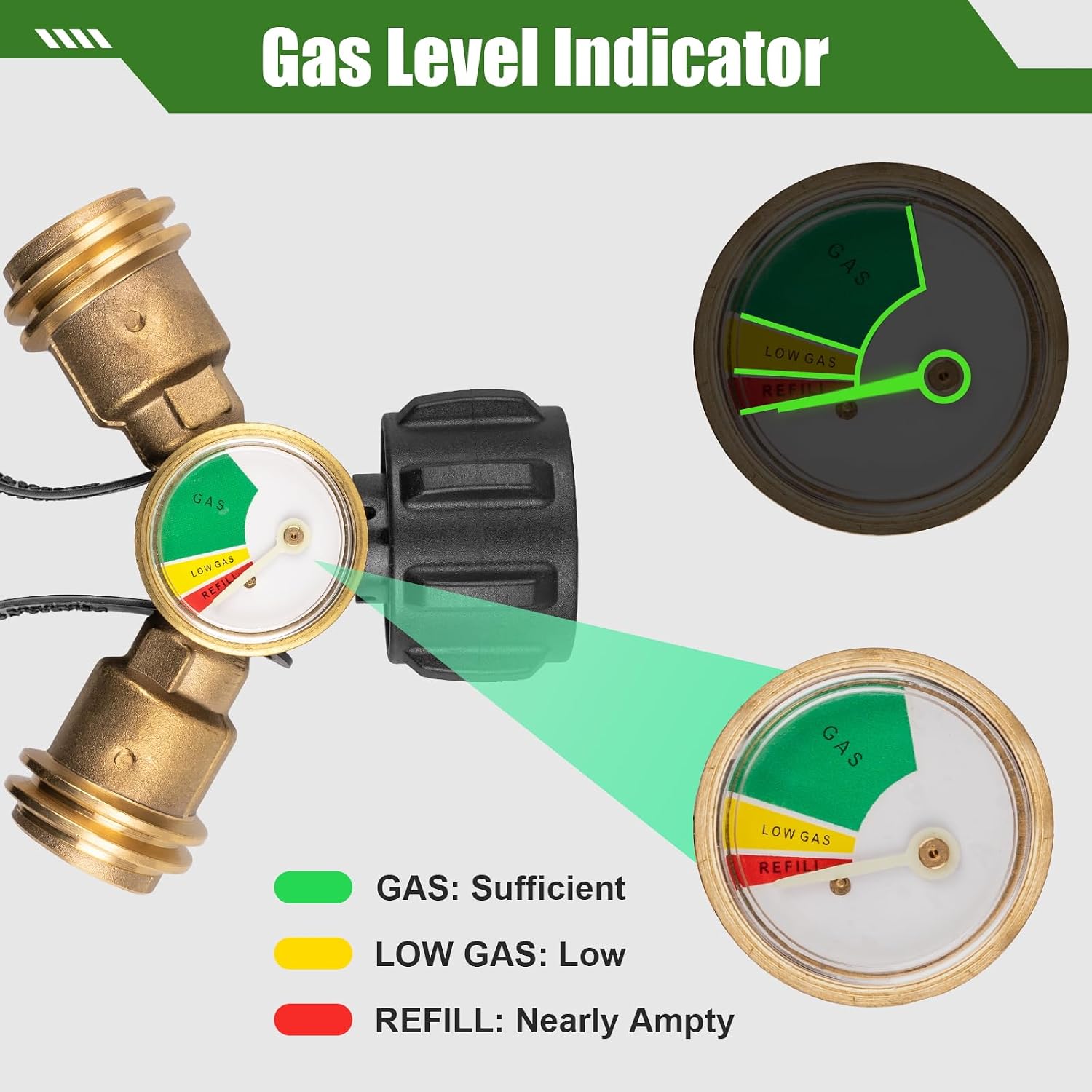 Propane Tank Splitter, Propane Splitter Way with Gauge for Camping