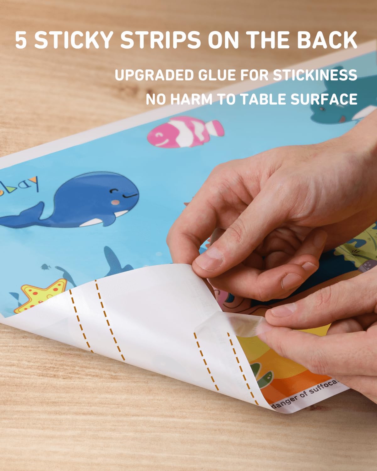 Babebay Disposable Stick-On Placemats for Baby, 60 Pack, 3 Animal Designs