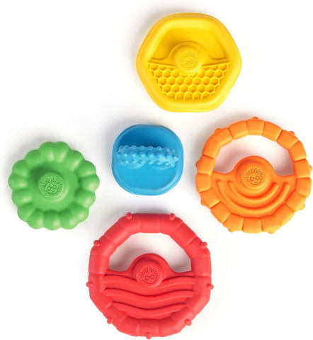 Baby Einstein Stack & Teethe Multi-Textured Easy-to-Grasp 5-Piece Teether Toy Set, Ages 3 Months +