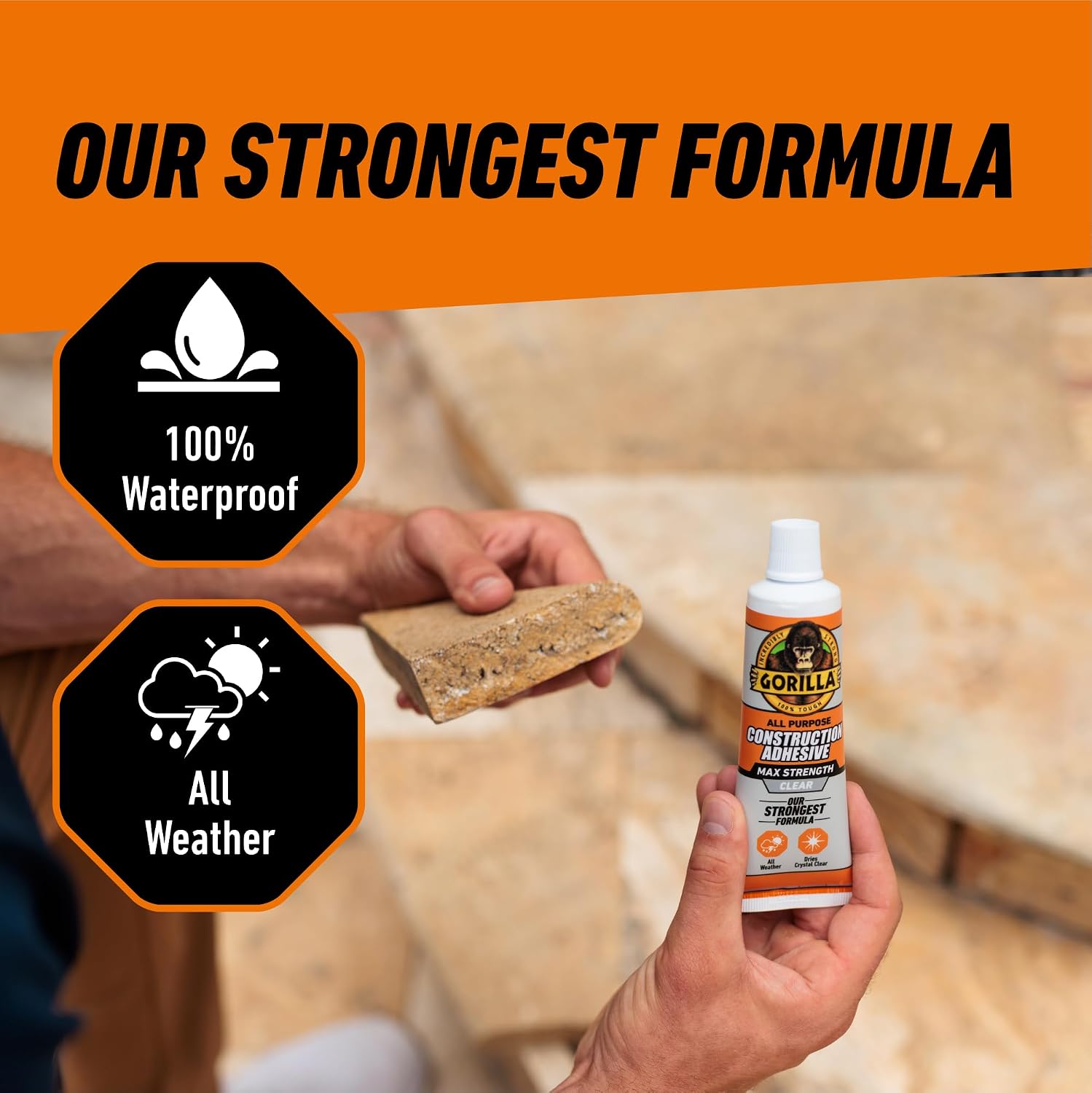 Gorilla Max Strength Construction Adhesive, Clear, 2.5 oz