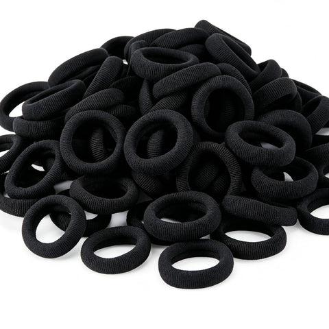 120 Pcs Baby Hair Ties, Cotton Toddler Hair Ties for Girls and Kids, Multicolor Small Seamless Hair Bands Elastic Ponytail Holders,Black