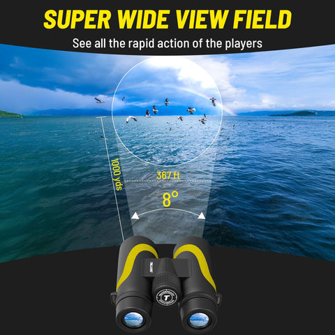 15x55 HD Binoculars for Adults High Powered,8° Wide Angle Binoculars,367/1000yds,BAK4 Prism FMC Lens,IPX7 Waterproof Binoculars for Bird Watching Hiking Travel Sports with Phone Adapter(Yellow)