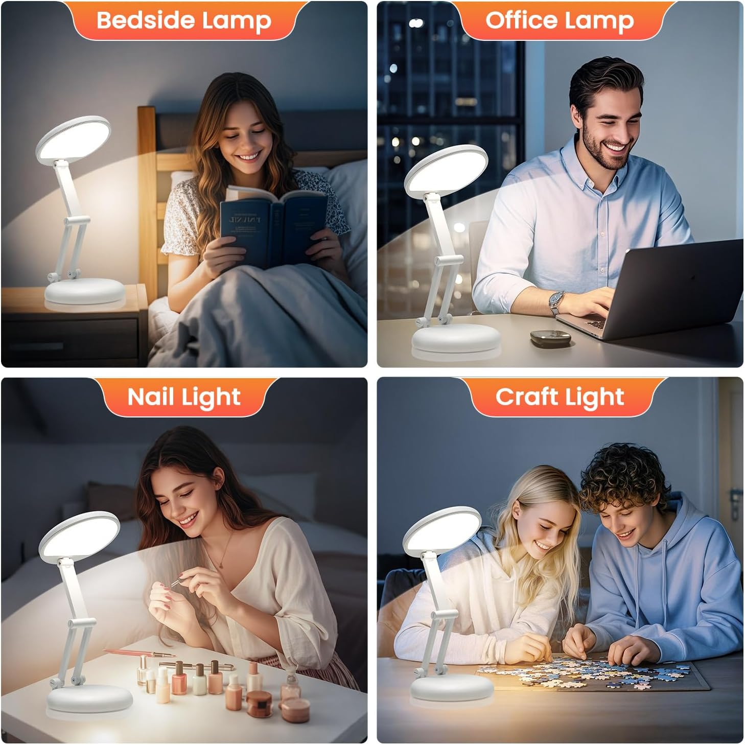 One Fire Rechargeable Table Lamp, 3600mAh Battery Operated Lamp Desk Lamp