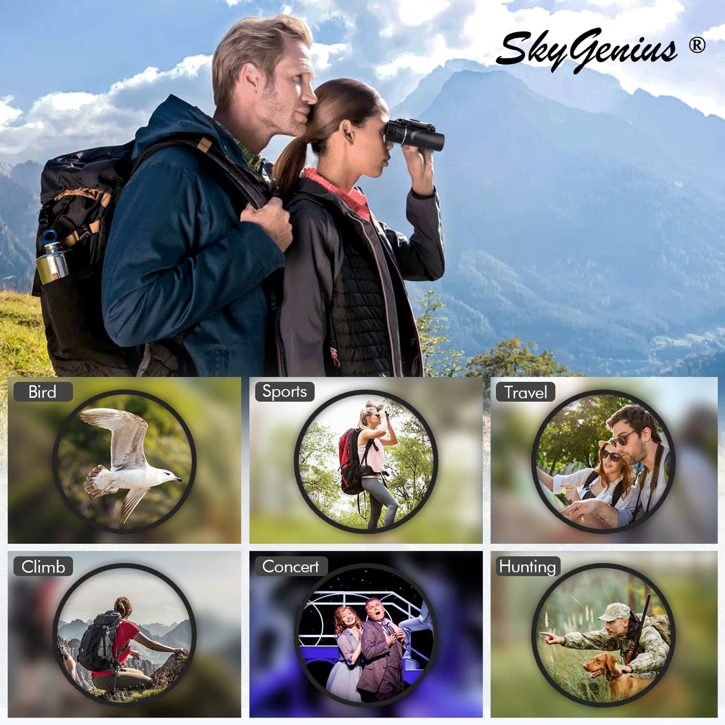 SkyGenius 8x21 Small Compact Lightweight Binoculars for Concert Theater Opera .Mini Pocket Folding Binoculars w/Fully Coated Lens for Travel Hiking Bird Watching Adults Kids(0.38lb)