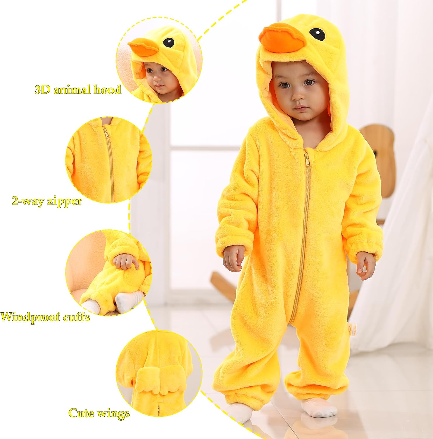 TONWHAR Unisex-Baby Animal Costume for Halloween & Playwear - Cartoon Hooded Romper Jumpsuit for Infants & Toddlers