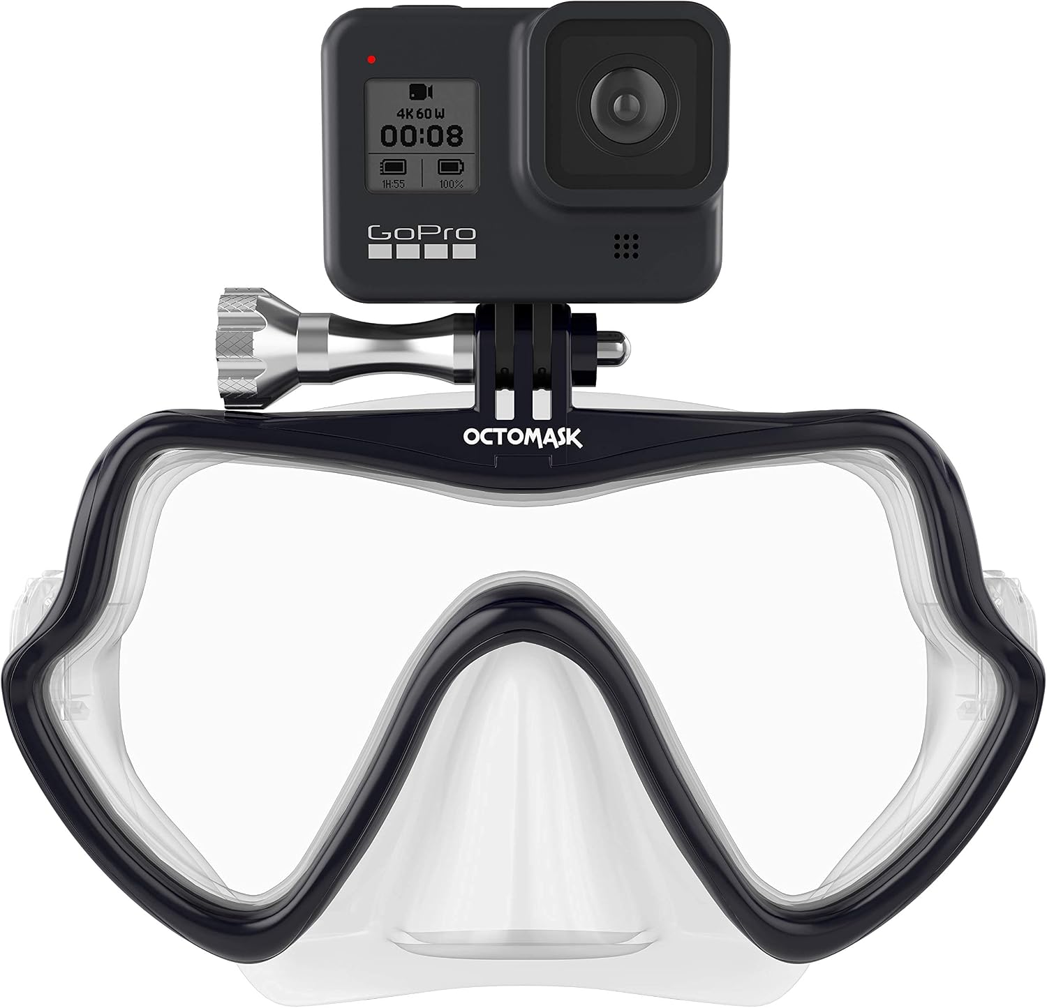 OCTOMASK - Frameless Scuba Mask w/Mount for all GoPro Hero Cameras for Scuba Diving, Snorkeling, Freediving