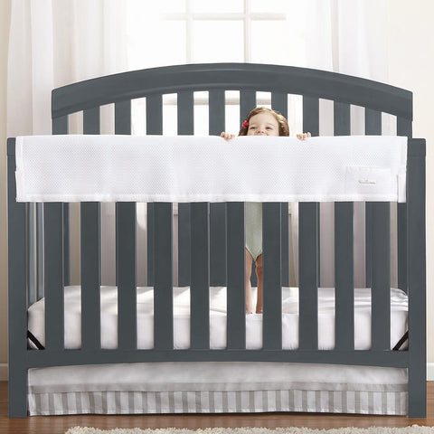 BreathableBaby Breathable Mesh RailGuard Teething Cover — 51” Long Panel (1) — Fits Most Full-Size and Does Not Fit Mini Cribs — Use with Coordinating Short Panels - Light Pink
