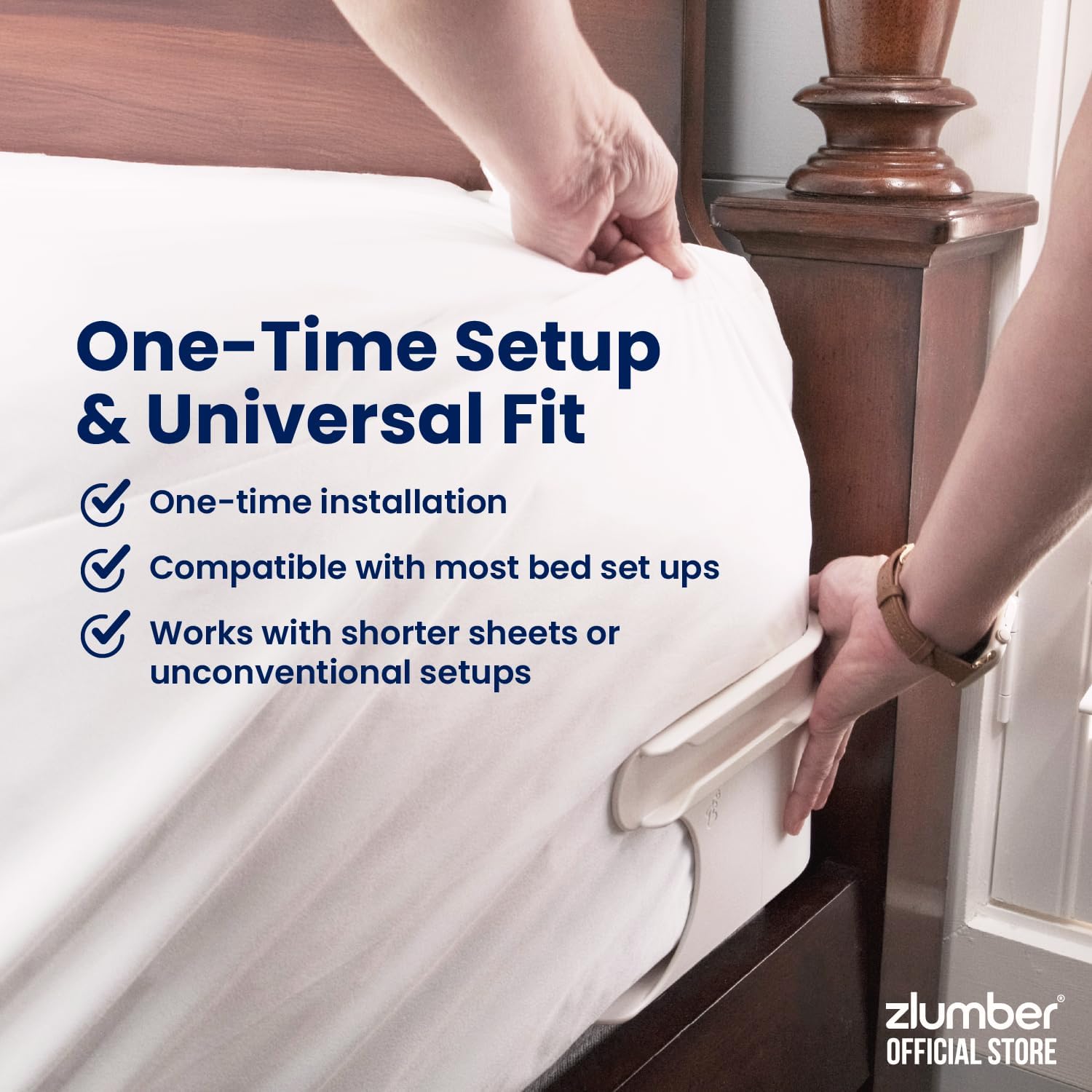 The Original USA Patented ZlumberLock - Secure Sheet Holder with Heavy-Duty Mattress Straps – No More Loose Bedding, Universal Fit, Easy One-Time Installation