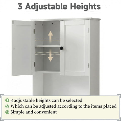 Bathroom Wall Cabinet, White 30" x 24" Wall Mounted Medicine Cabinet, Over Toilet Storage Hanging Cabinet Adjustable Shelves Cupboard with Large Space for Laundry Room, Bedroom, Kitchen, Entryway