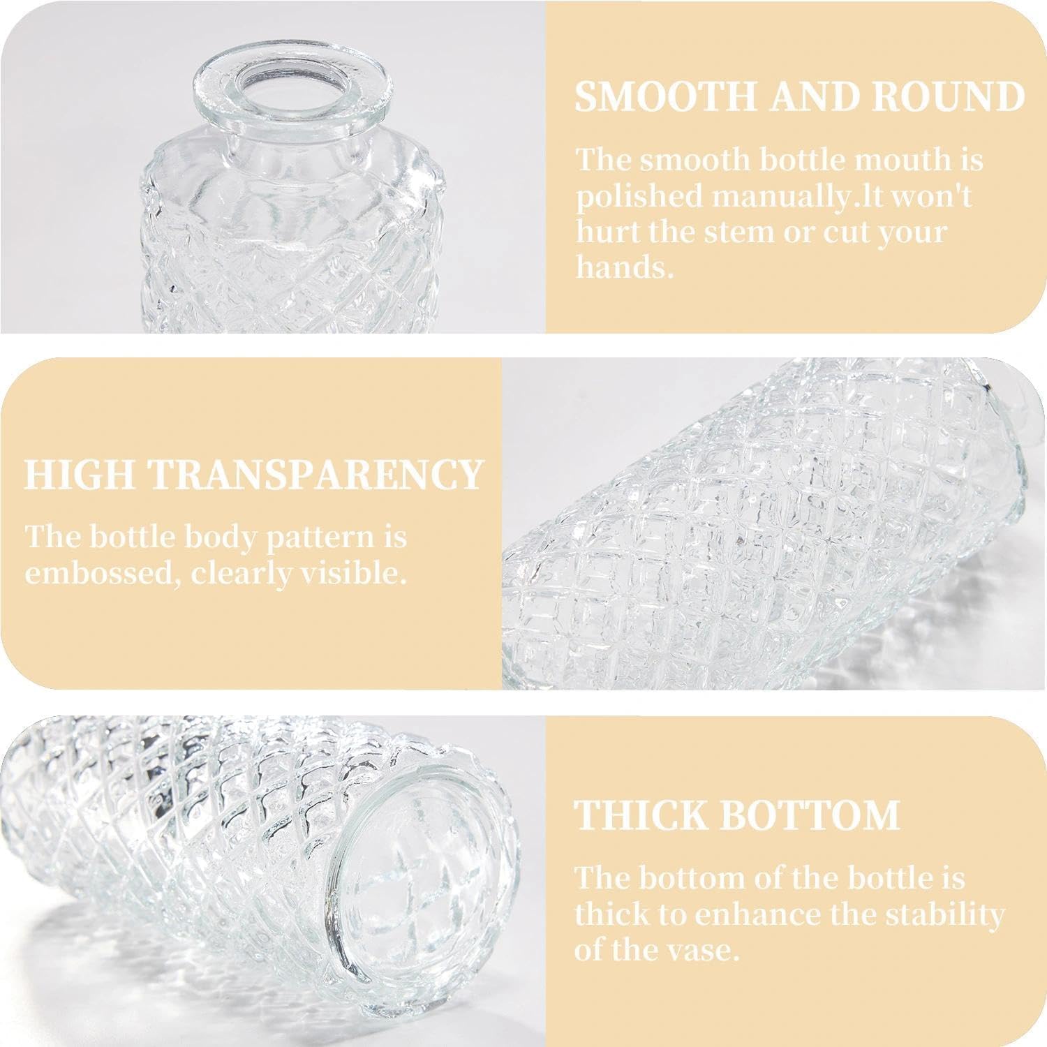 Mini Bud Vases Centerpieces for Tables,Clear Bud Vases for Flowers,Small Flower Vases Suitable for Birthday Party,Anniversary,Wedding Reception,Baby Shower (Clear, 12PCS)