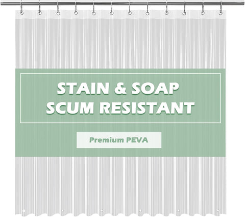 EHZNZIE Crystal Clear Shower Curtain Liner 72x72, PEVA Waterproof Bath Curtain, No Chemical Smell, 3 Weighted Magnets, Durable with Rustproof Metal Grommets