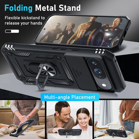 for Google Pixel 9/9 Pro Case Built in Slide Camera Cover,Black