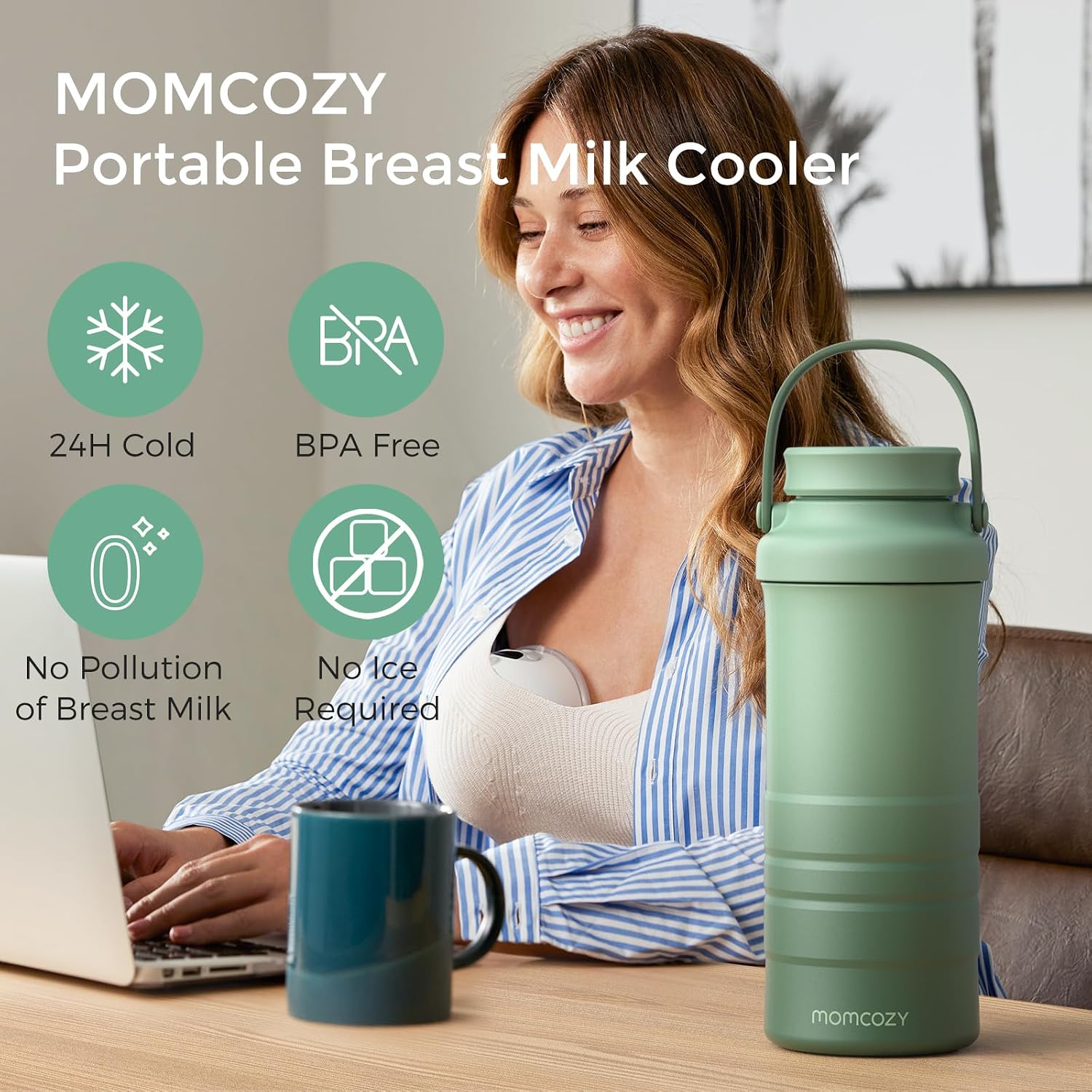 Momcozy 22oz Portable Breastmilk Cooler for 24H Outdoor, Newborn Essentials