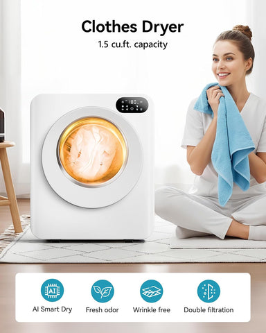 1.5 Cu. Ft. Protable Clothes Dryers with LED Control