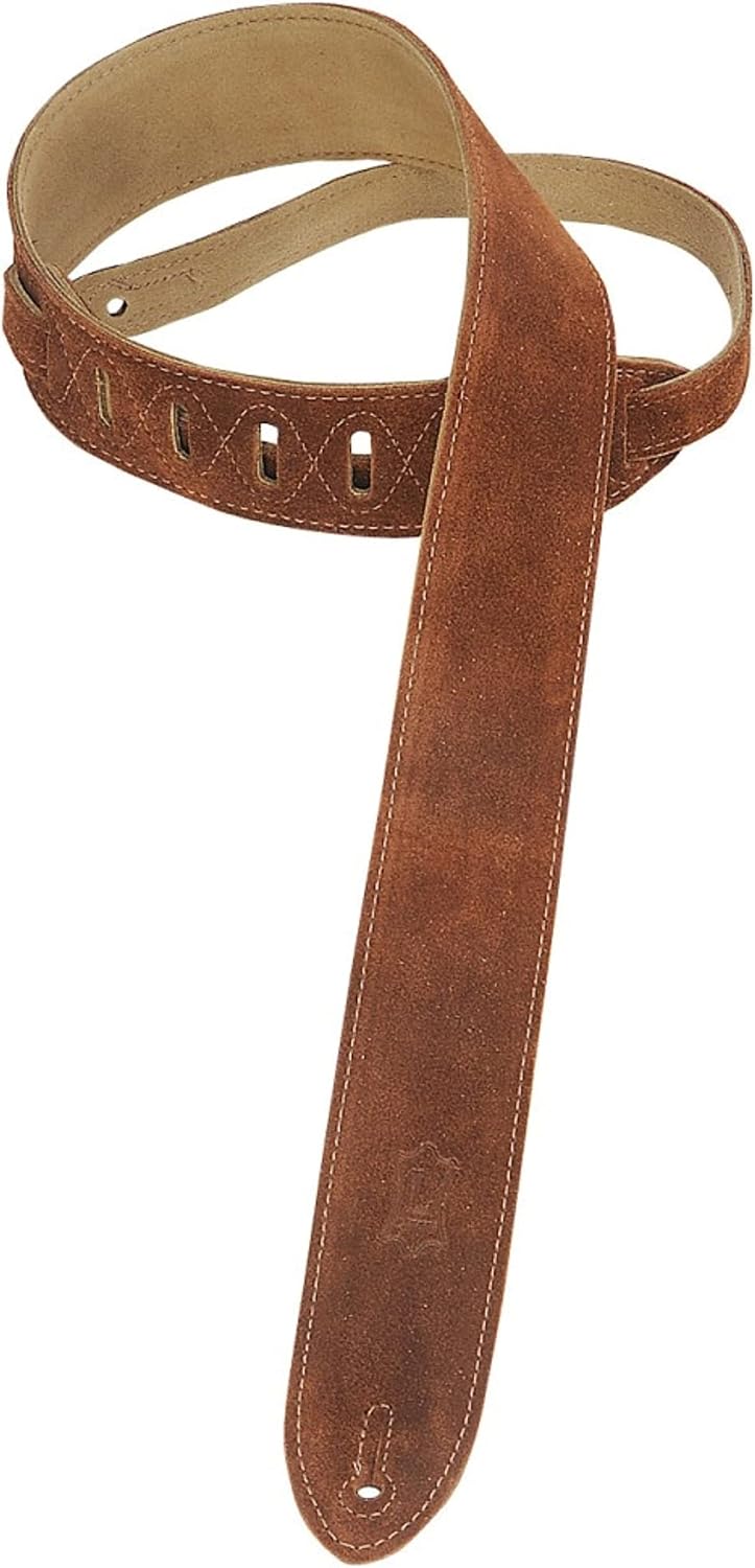 Levy's Leathers Simply Suede Series 2" Guitar Strap with Loop and Ladder Height Adjustment, Brown (MS12-BRN)