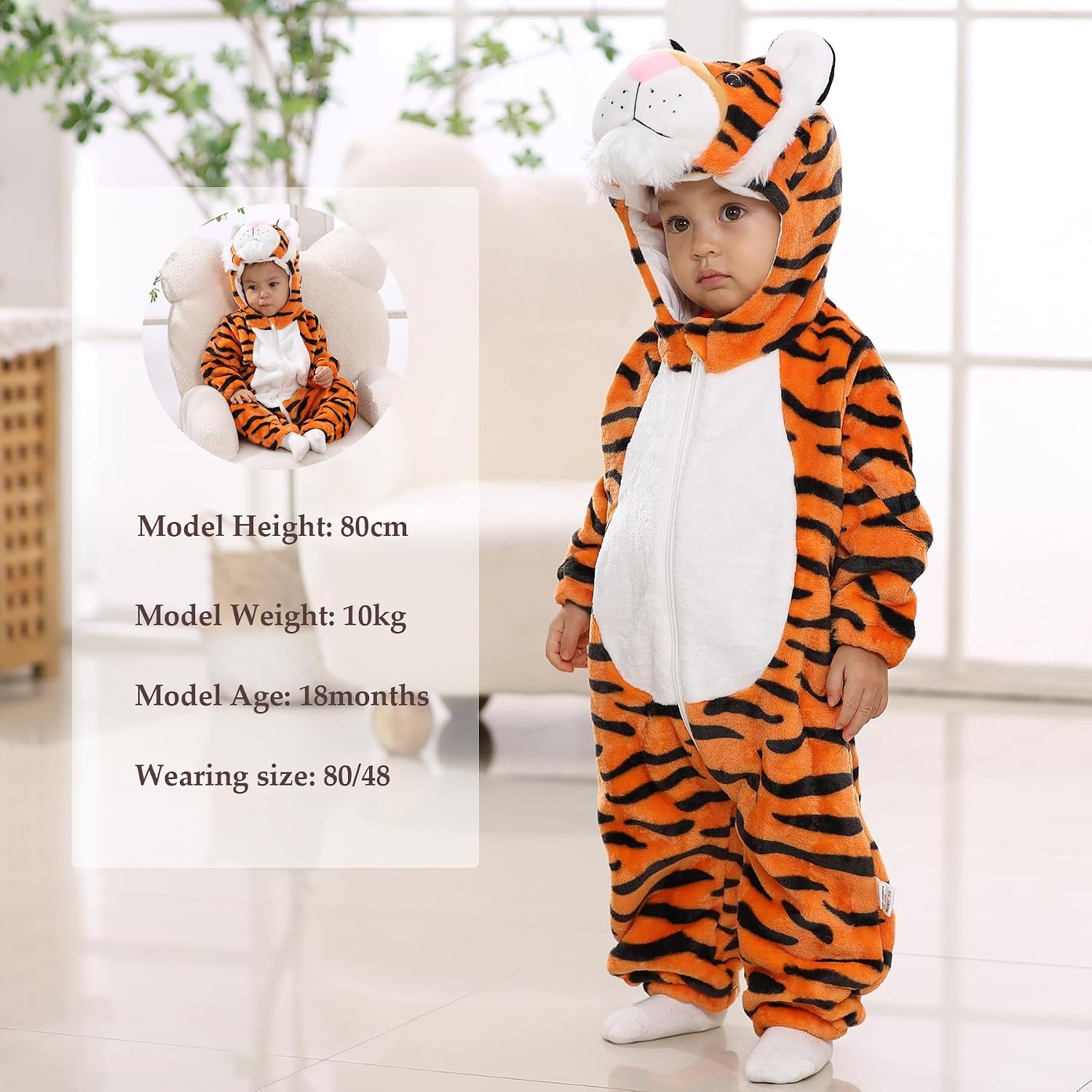 TONWHAR Infants Toddlers Halloween Cosplay Clothes Kids' Tiger Costume Outfit