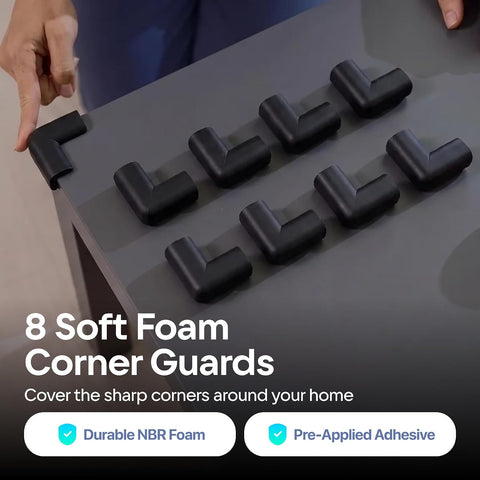 Komfortology 8-Pack Baby Proofing Corner Protectors, Pre-Taped, Black