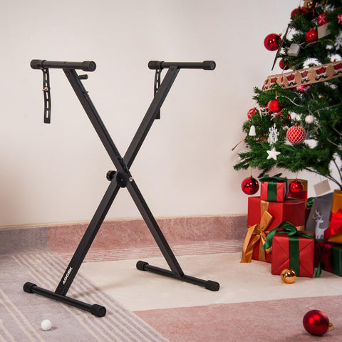 AODSK Single-X Keyboard Stand Adjustable Width & Height,Piano Stand with Locking Straps & Quick Release Mechanism-Adjust height in one second