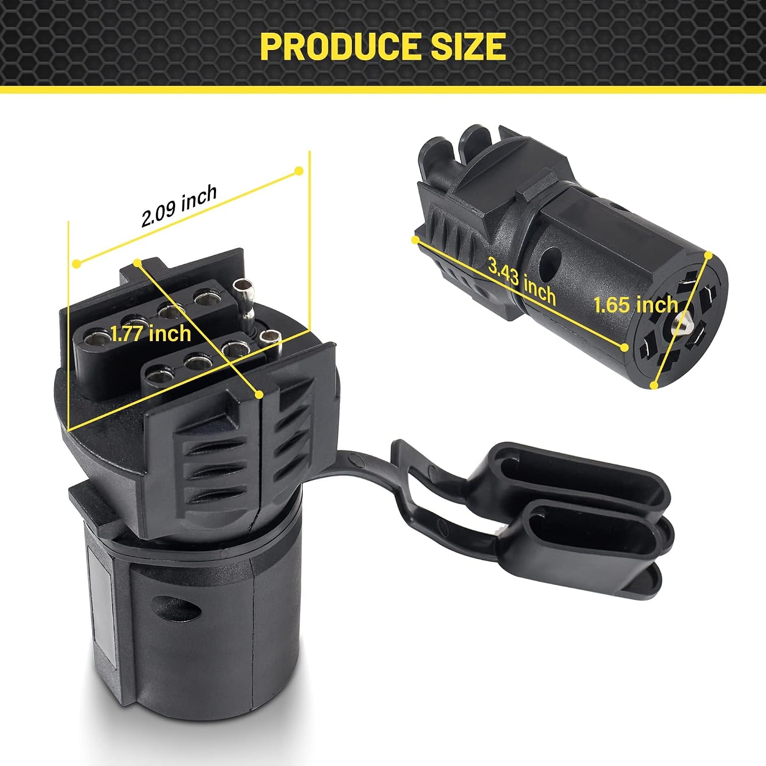 Oyviny 7 Pin Round to 4 and 5 Pin Flat Blade Trailer Adapter, 7 Way to 5 Way Trailer Plug Adapter 2-in-1 Design