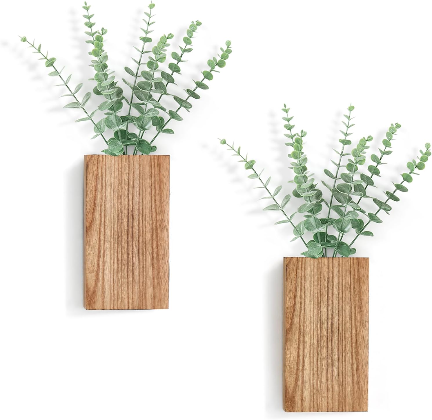 Dahey 2 Pack Wall Planter Vase with Fake Eucalyptus Plants for Wall Decor
