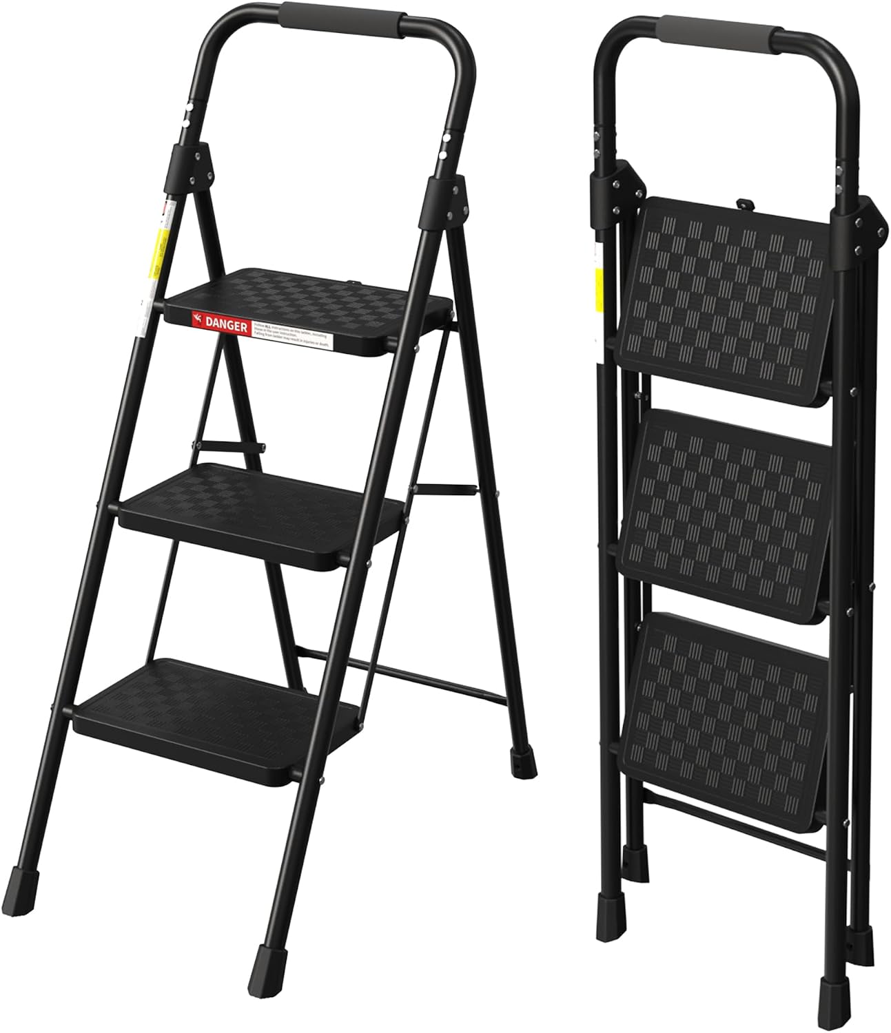 HBTower 3 Step Ladder, Folding Step Stool with Wide Anti-Slip Pedal