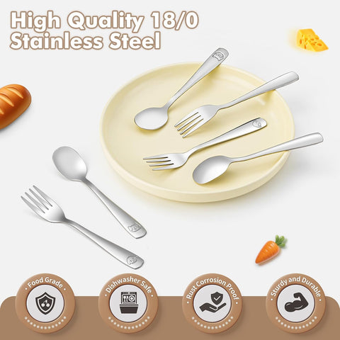 DRKIO 12Pcs Stainless Steel Toddler Utensils Small Metal Kids Silverware