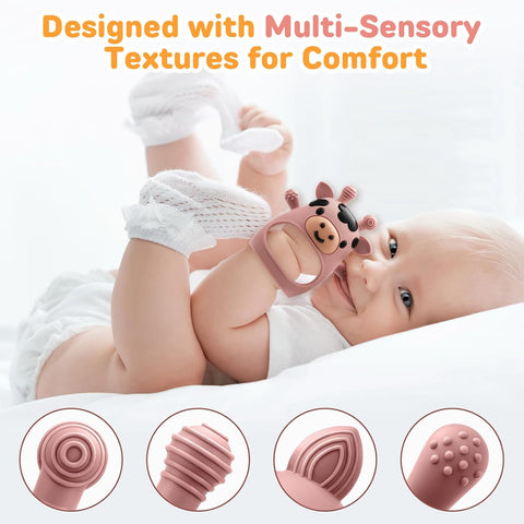 2 Pack Baby Teething Toys 3-6 6-12 Months, Silicone Teether Mittens