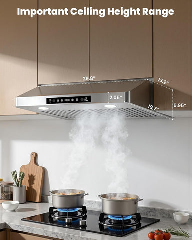 30 Inch Under Cabinet Range Hood, 500 CFM, Duct/Ductless