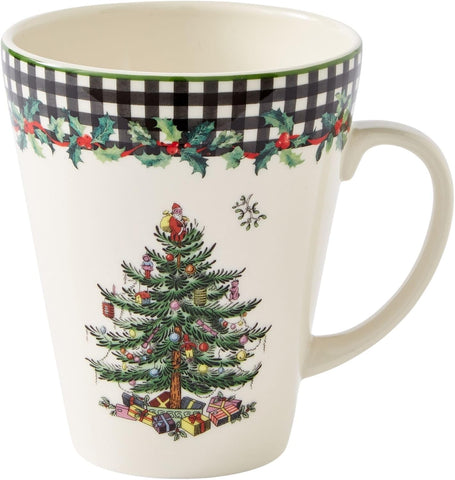 Spode – Christmas Tree Christmas Tree 2024 Annual Mandarin Mug, Checkered – 14 Qt