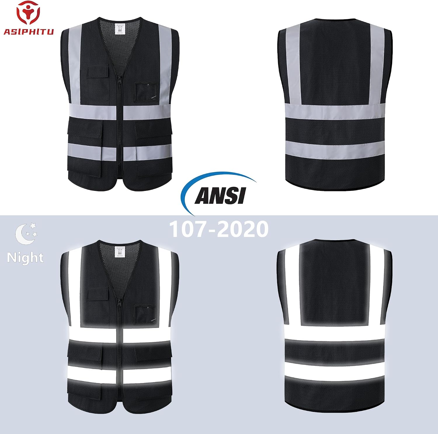 Reflective Safety Vest for Men Women Construction Vest ANSI Standard AP1