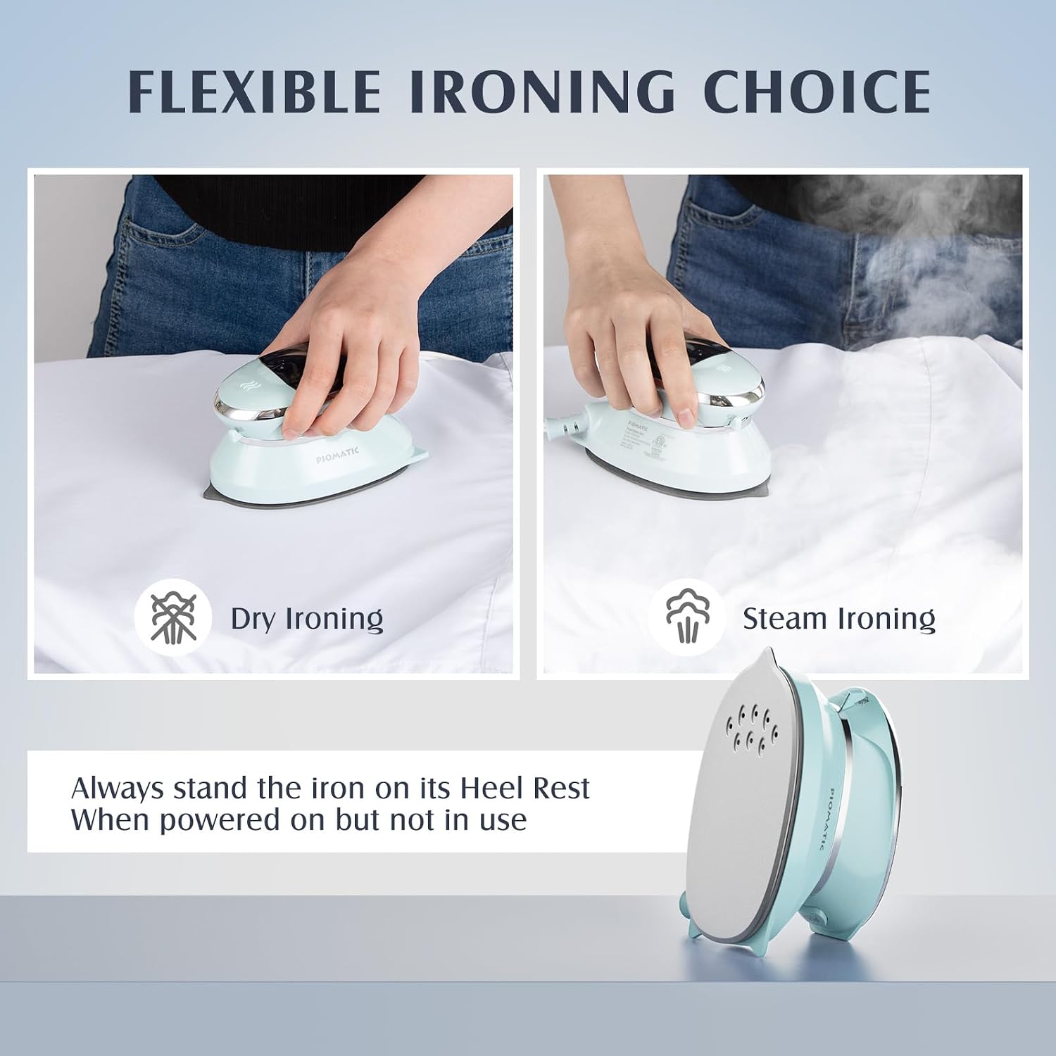 PIOMATIC Travel Iron Mini with Steam for Clothes with Dual Voltage