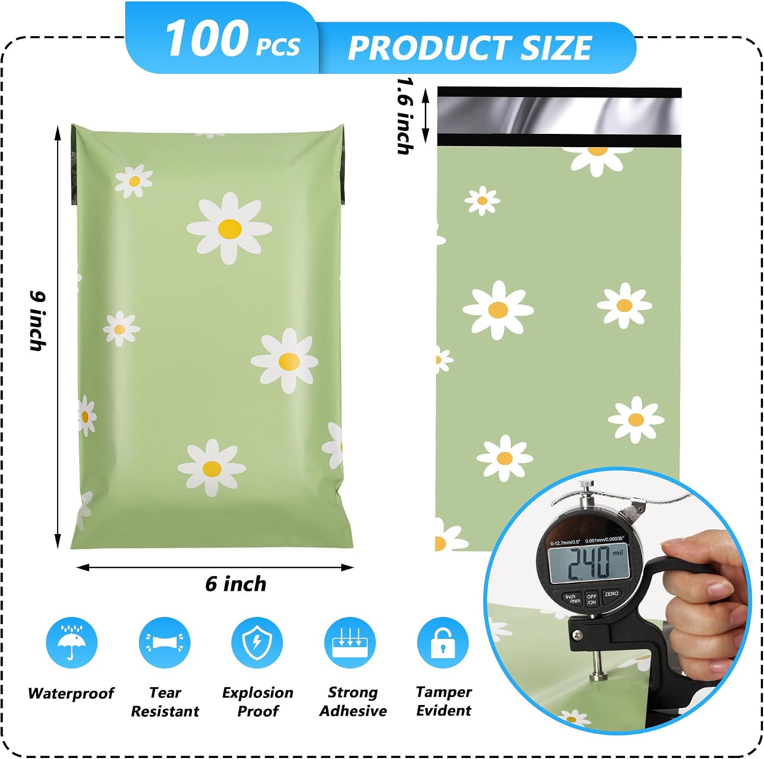Poly Mailer 6x9 Inch 100 Pcs, Shipping Bags for Clothing