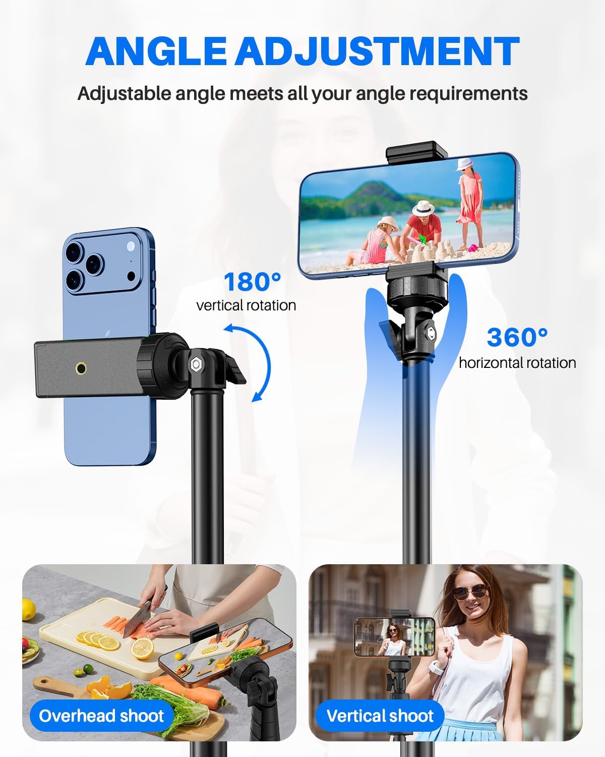 67" Phone Tripod, MIIASI Extendable Tripod for iPhone, Selfie Stick with Remote and Phone Holder, Compatible with iPhone/Android/Camera, Light Stand