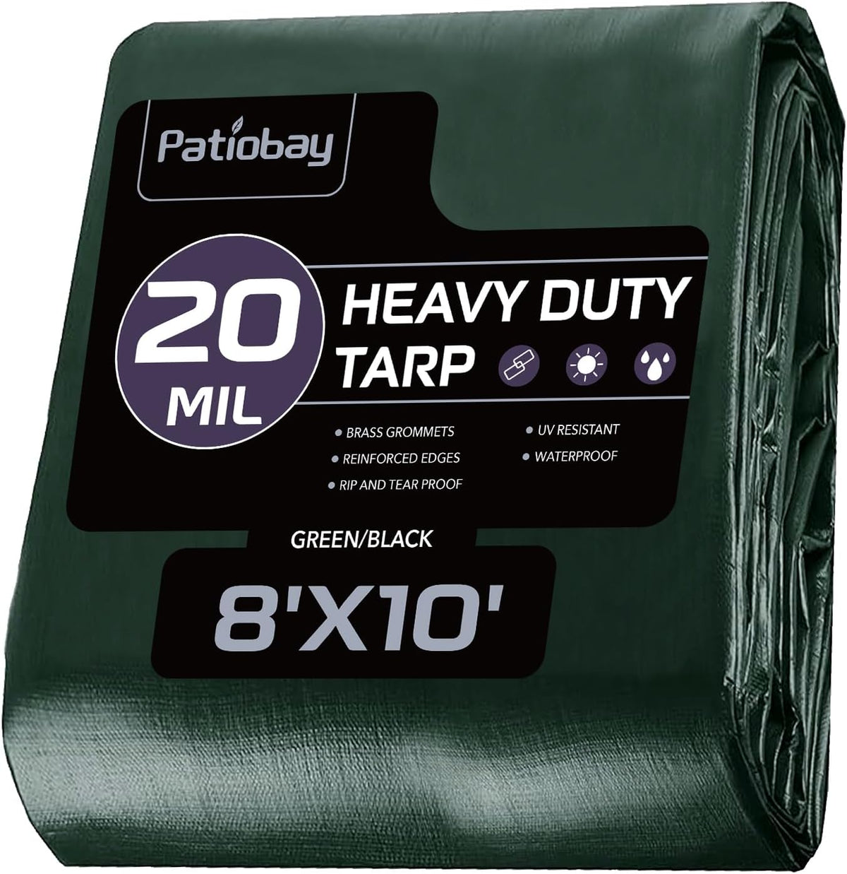 Tarp 8x10 FT 20 Mil Heavy Duty Waterproof Tarps Green