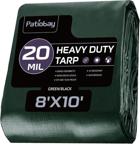 Tarp 8x10 FT 20 Mil Heavy Duty Waterproof Tarps Green