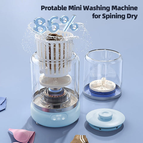 Mini Washing Machine, 2.5L Portable Washing Machine with Spin-Dry Function, Rechargeable Underwear Washer for Deep Cleaning Small Clothes, Ideal for Apartment, Dorm, RV, Travel & Hotel(Blue)