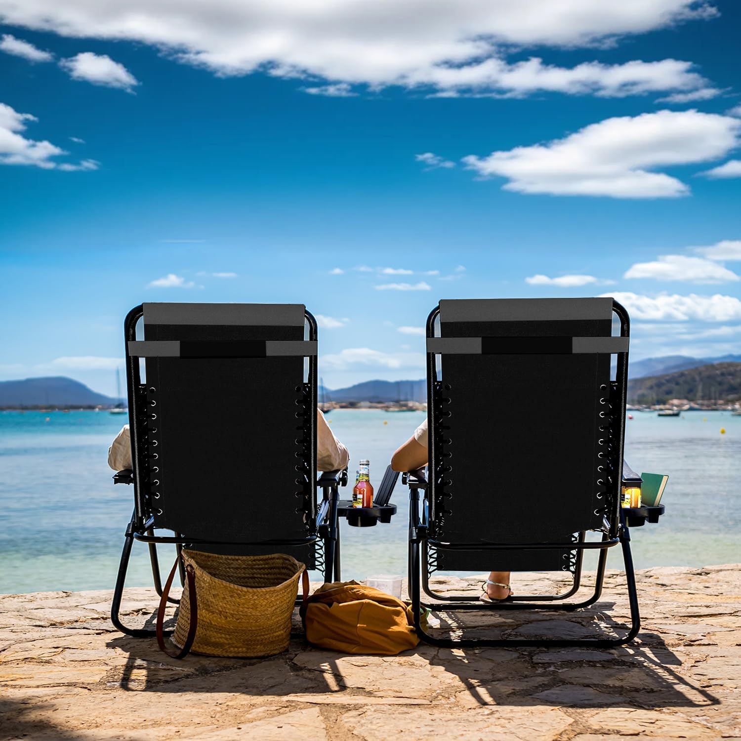 Nestl Padded Oversized Zero Gravity Chair, XL Folding Outdoor Lounge Chair