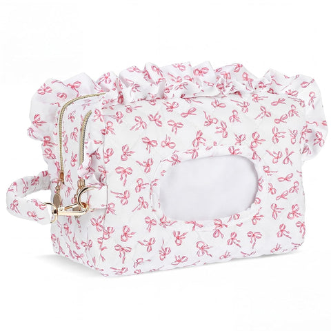 Aliceset Pink Bow Ruffle Diaper and Wipe Pouch Baby Wipe Holder