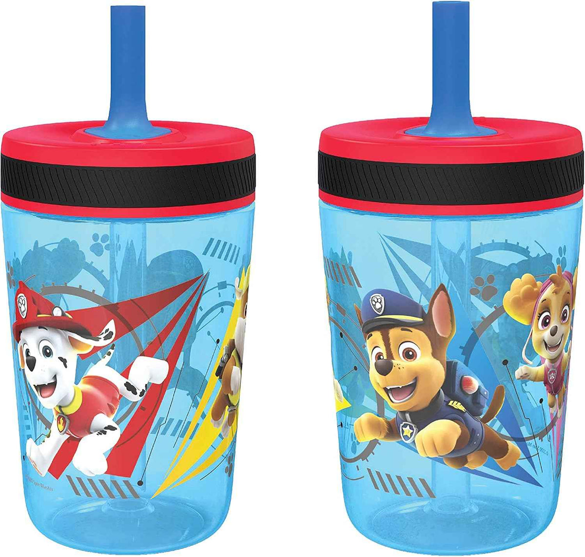 Zak Designs Kelso Tumbler 15 oz Set (Paw Patrol - Chase & Marshall 2pc Set) Toddlers Cups Leak-Proof Screw-On Lid with Straw Made of Durable Plastic and Silicone, Perfect Cup for Kids